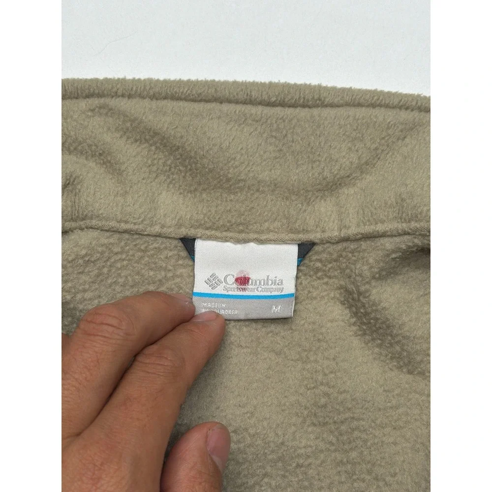 Columbia Fleece Full Zip Jacket Tan Khaki Men's Warm Outdoor Layer‎ Medium